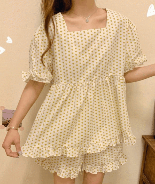 러블리 하트 여름 반팔 잠옷 (2color)