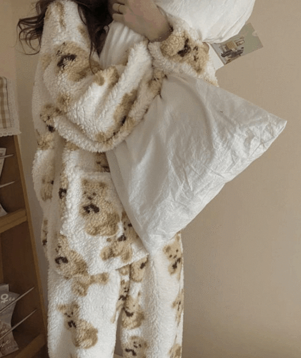 테디베어 곰돌이 뽀글이 겨울 극세사 수면 잠옷 (2color)