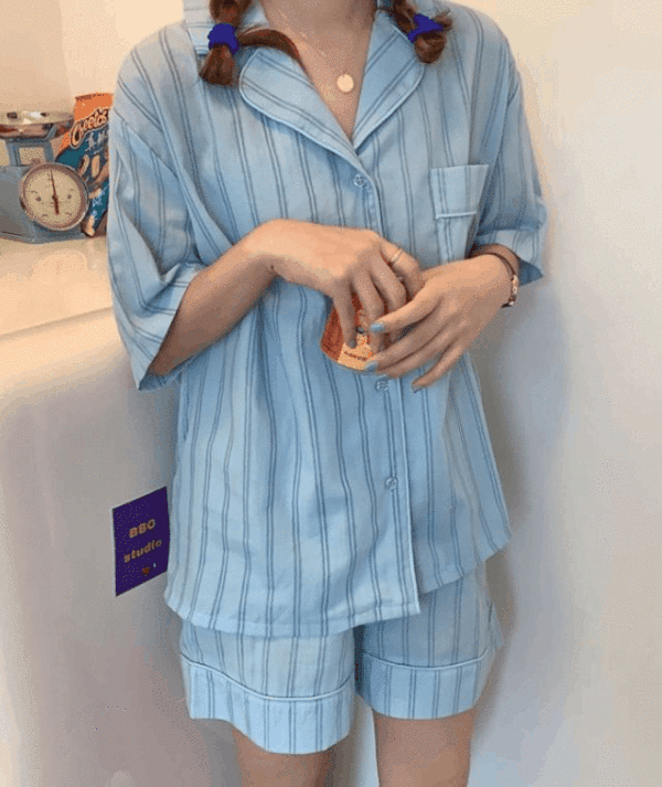 스트라이프 여름 잠옷 파자마세트 (2color)