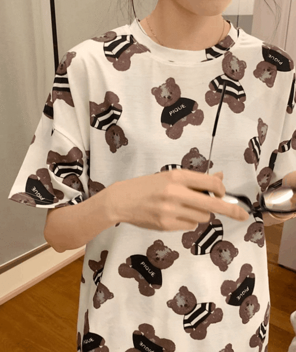 테디베어 곰돌이 라운드티 잠옷 홈웨어세트 (2color)