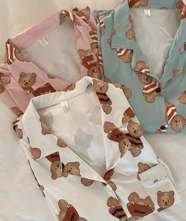 테디베어 곰돌이 여름 반팔 잠옷 파자마세트 (4color)