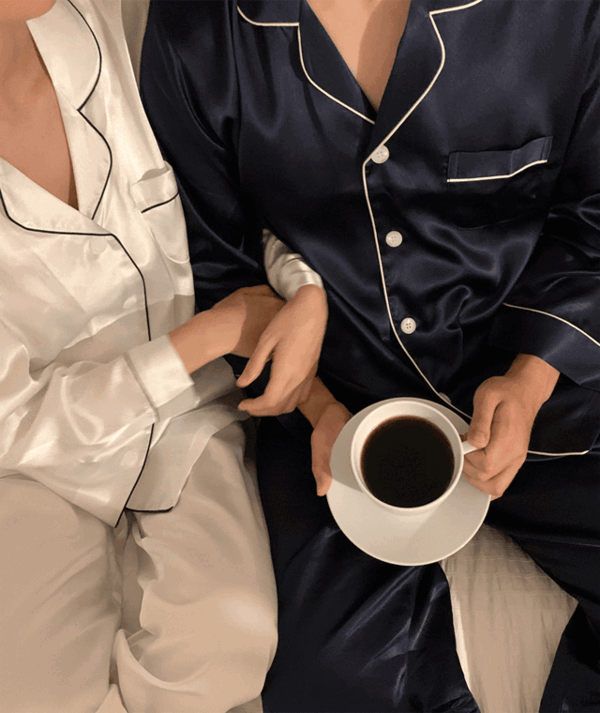 [당일] 국산 프리미엄 실크 커플 잠옷 원피스 파자마세트 신혼부부 홈웨어 (8color)